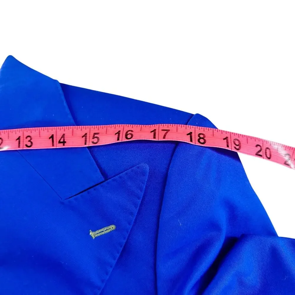 Zeniah Fashion Royal Blue Peak Lapel 3 Piece Suit Jacket Vest Mens 38R Classic